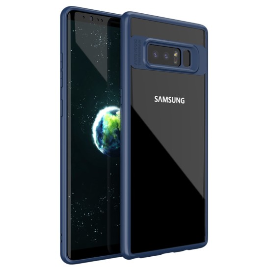 IPAKY Hybrid TPU Frame Clear Acrylic Back Case for Samsung Galaxy Note 8 N950 - Blue - silikona ar plastikas rāmi aizmugures apvalks (bampers, vāciņš, TPU silicone cover, bumper shell)
