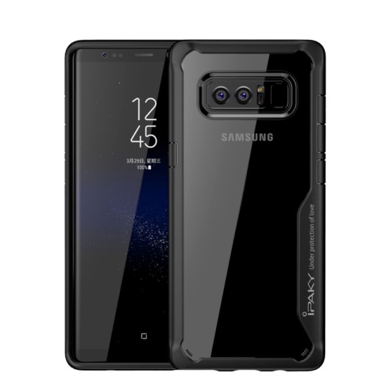 IPAKY Anti-drop Clear PC TPU Hybrid Case for Samsung Galaxy Note 8 N950 - Black - silikona ar plastikas rāmi aizmugures apvalks (bampers, vāciņš, TPU silicone cover, bumper shell)