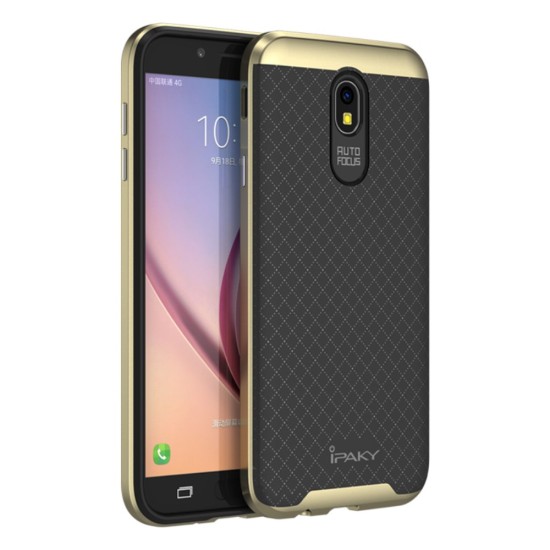 IPAKY PC Frame TPU Back Hybrid Case for Samsung Galaxy J7 (2017) J730 - Gold - silikona ar plastikas rāmi aizmugures apvalks (bampers, vāciņš, TPU silicone cover, bumper shell)