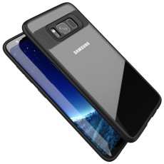 IPAKY Hybrid TPU Frame Clear Acrylic Back Case for Samsung Galaxy S8 Plus G955 - Black - silikona ar plastikas rāmi aizmugures apvalks (bampers, vāciņš, TPU silicone cover, bumper shell)