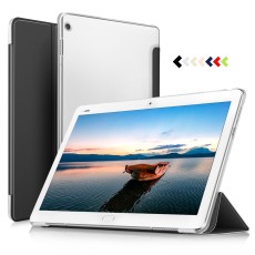 Translucent Tri-fold Stand PU Smart Auto Wake/Sleep Leather Case priekš Huawei MediaPad M3 Lite 10 - Black - sāniski atverams maciņš ar stendu