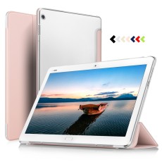 Translucent Tri-fold Stand PU Smart Auto Wake/Sleep Leather Case priekš Huawei MediaPad M3 Lite 10 - Rose Gold - sāniski atverams maciņš ar stendu
