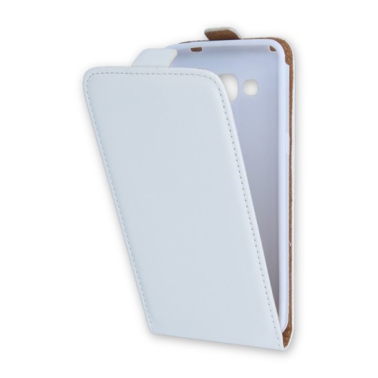 GreenGo Leather Case Plus New priekš Microsoft Lumia 535 - Balts - vertikāli atverams maciņš (ādas telefona maks, leather book vertical flip case cover)