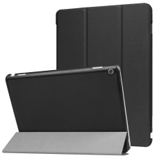 Tri-fold Stand PU Leather Case priekš Huawei MediaPad M3 Lite 10 - Black - sāniski atverams maciņš ar stendu