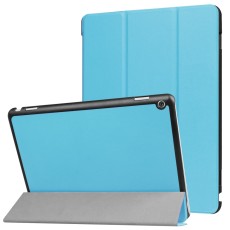 Tri-fold Stand PU Leather Case priekš Huawei MediaPad M3 Lite 10 - Baby Blue - sāniski atverams maciņš ar stendu