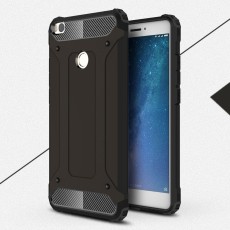 Armor Case Guard Plastic TPU Hybrid Cell Phone Back Case priekš Xiaomi Mi Max 2 - Melns - triecienizturīgs silikona aizmugures apvalks (bampers, vāciņš, slim TPU silicone case shell cover, bumper)