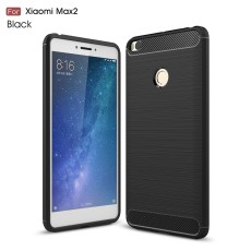 Carbon Fiber Brushed TPU Back Phone Case for Xiaomi Mi Max 2 - Black - triecienizturīgs silikona aizmugures apvalks (bampers, vāciņš, slim TPU silicone case shell cover, bumper)