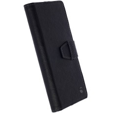 Krusell Vargön WalletCase 3XL Universal Leather Case priekš telefoniem 143 x 75 mm - Melns - universāls sāniski atverams maciņš ar stendu (ādas maks, grāmatiņa, leather book wallet cover stand)