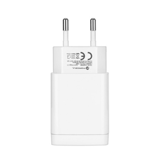 Forcell USB Travel Qualcomm 3.0 Quick Charger 2.4A (QC 3.0) - Balts - USB ļoti ātrs 220V lādētājs