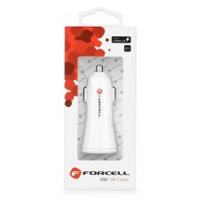 Forcell 12/24V Car USB QC 3.0 Quick Charger 2.4A - Balts - USB ļoti ātrs auto lādētājs