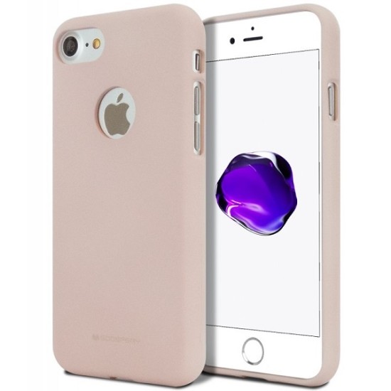 Mercury Soft Jelly Case priekš Apple iPhone 8 - Rozā Smiltis (ar izgriezumu) - matēts silikona apvalks (bampers, vāciņš, slim TPU silicone cover shell, bumper)