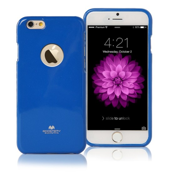 Mercury Jelly Case ar spīdumiem priekš Apple iPhone 8 - Zils (ar izgriezumu) - silikona aizmugures apvalks (bampers, vāciņš, slim TPU silicone case cover, bumper)