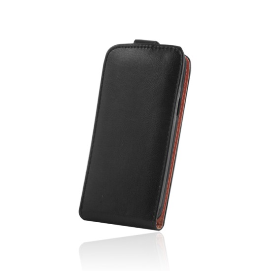 GreenGo Leather Case Plus New priekš Huawei Y7 (2017) - Melns - vertikāli atverams maciņš (ādas telefona maks, leather book vertical flip case cover)