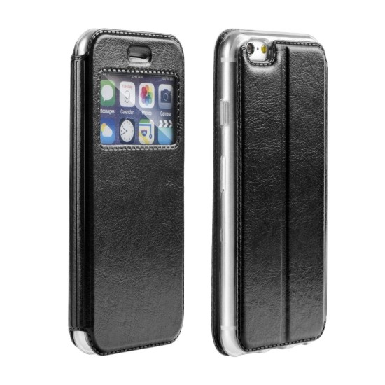 Magnet View Case для Huawei Y7 (2017) - Чёрный - чехол-книжка с окошком и стендом / подставкой (кожаный чехол книжка, leather book wallet case cover stand)