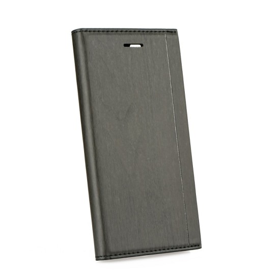 Forcell Wood Book Case priekš Huawei Y7 (2017) - Melns - sāniski atverams maciņš ar stendu (ādas maks, grāmatiņa, leather book wallet case cover stand)
