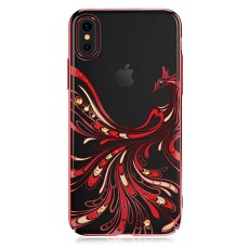 Kingxbar Swarovski Flying series priekš Apple iPhone X / XS - Sarkans - plastikāta aizmugures apvalks ar kristāliem (bampers, vāciņš, slim TPU case cover, bumper)