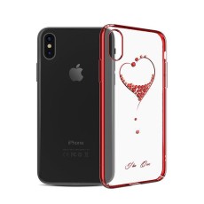 Kingxbar Swarovski Wish series priekš Apple iPhone X / XS - Sarkans - plastikāta aizmugures apvalks ar kristāliem (bampers, vāciņš, slim TPU case cover, bumper)