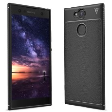 IVSO Gentry Series Leather Coated TPU Phone Case for Sony Xperia XA2 H4113 - Black - ādas imitācijas triecienizturīgs silikona aizmugures apvalks (maciņš, bampers, vāciņš, slim cover, bumper, back case)