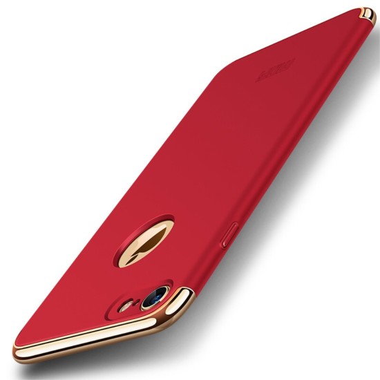MOFI 3-In-1 Plastic Back Case priekš Apple iPhone 8 - Sarkans (ar izgriezumu) - plastikas aizmugures apvalks (bampers, vāciņš, PU back cover, bumper shell)