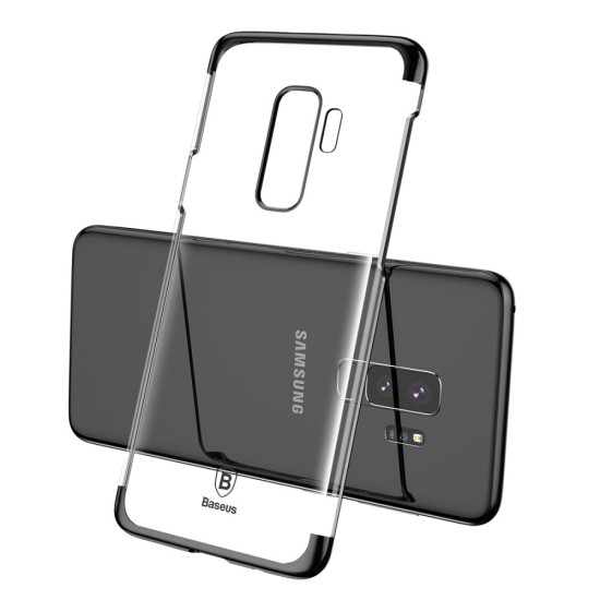 BASEUS Glitter Series Plating Back Case for Samsung Galaxy S9 Plus G965 - Melns - plastikāta aizmugures apvalks (bampers, vāciņš, slim TPU silicone case shell cover, bumper)