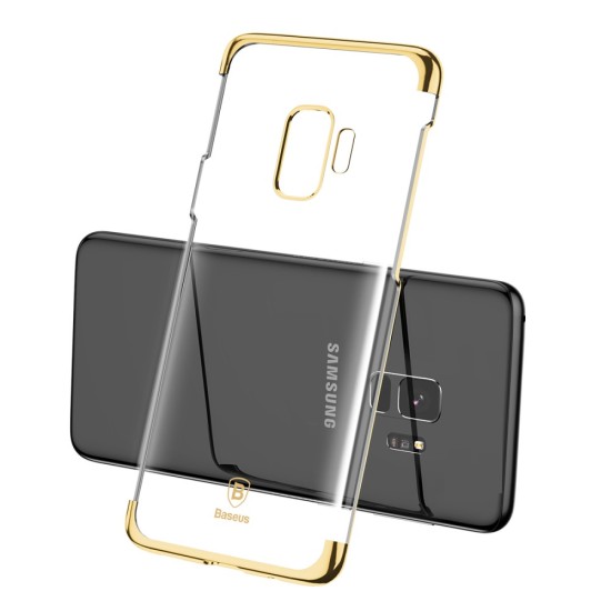 BASEUS Glitter Series Plating Back Case priekš Samsung Galaxy S9 G960 - Zelts - plastikas aizmugures apvalks (bampers, vāciņš, slim TPU silicone case shell cover, bumper)