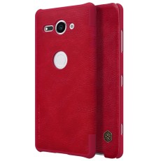 NILLKIN Qin Series Card Slot Flip Leather Mobile Shell priekš Sony Xperia XZ2 Compact H8324 - Sarkans - sāniski atverams maciņš (ādas maks, grāmatiņa, leather book wallet case cover)