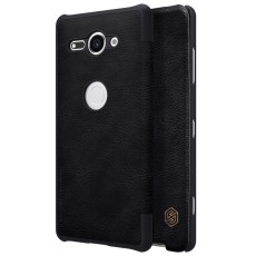 NILLKIN Qin Series Card Slot Flip Leather Mobile Shell priekš Sony Xperia XZ2 Compact H8324 - Melns - sāniski atverams maciņš (ādas maks, grāmatiņa, leather book wallet case cover)