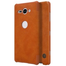 NILLKIN Qin Series Card Slot Flip Leather Mobile Shell priekš Sony Xperia XZ2 Compact H8324 - Brūns - sāniski atverams maciņš (ādas maks, grāmatiņa, leather book wallet case cover)