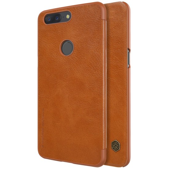 NILLKIN Qin Series Card Slot Flip Leather Mobile Shell для OnePlus 5T - Коричневый - чехол-книжка (кожаный чехол, leather book wallet case cover)