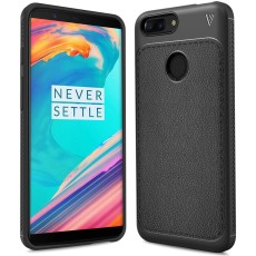 IVSO Gentry Series Leather Coated TPU Phone Case for OnePlus 5T - Black - ādas imitācijas triecienizturīgs silikona aizmugures apvalks (maciņš, bampers, vāciņš, slim cover, bumper, back case)