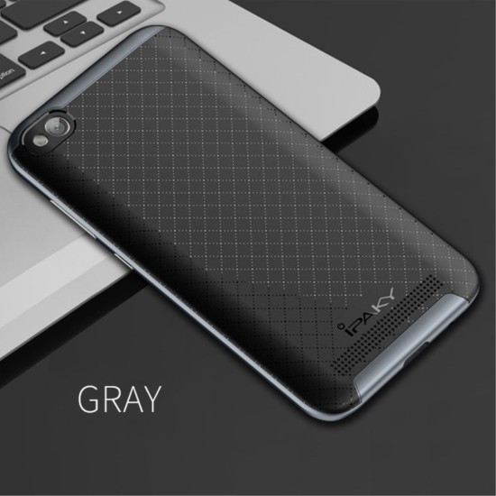 IPAKY 2-Piece PC Frame and TPU Phone Case for Xiaomi Redmi 5A - Grey - silikona ar plastikas rāmi aizmugures apvalks (bampers, vāciņš, TPU silicone cover, bumper shell)