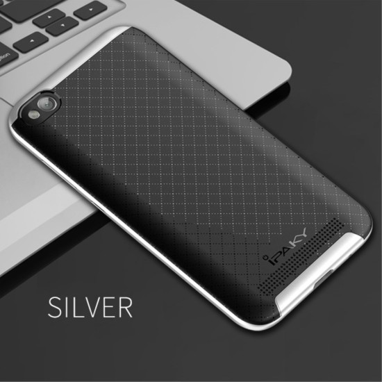 IPAKY 2-Piece PC Frame and TPU Phone Case for Xiaomi Redmi 5A - Silver - silikona ar plastikas rāmi aizmugures apvalks (bampers, vāciņš, TPU silicone cover, bumper shell)