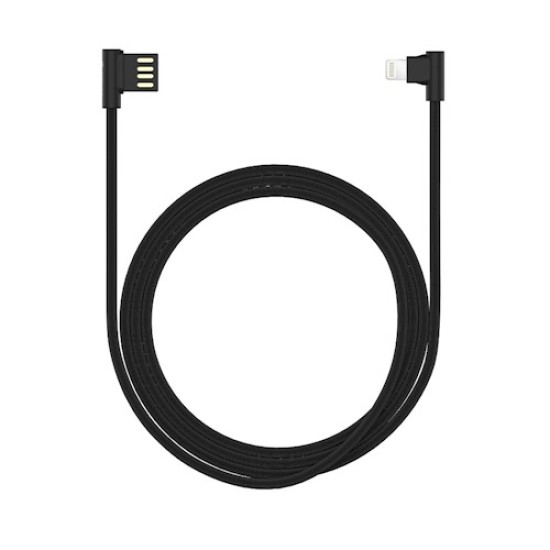 Devia 1M King 90 Degree USB to 90 Degree Lightning cable - Melns - Apple iPhone / iPad lādēšanas un datu kabelis / vads