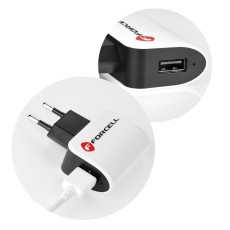 Forcell Lightning travel charger 1A iPad / iPhone Tīkla lādētājs ar vadu - Melns / Balts - Apple tīkla lādētājs