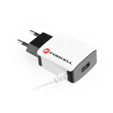 Forcell Micro USB travel charger 1A Tīkla lādētājs ar microUSB vadu - Melns / Balts - USB tīkla lādētājs