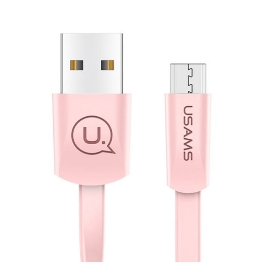 Usams 1.2M Noodle Flat U2 USB to Micro USB cable - Roza - microUSB lādēšanas un datu kabelis / vads