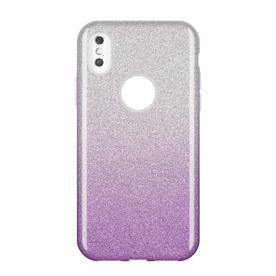 Forcell Shining Case priekš Samsung Galaxy A6 Plus (2018) A605 - Caurspīdīgs / Violets - silikona aizmugures apvalks (bampers, vāciņš, ultra slim TPU silicone case cover, bumper)