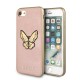 Guess Butterfly Saffiano series GUHCI8ESPBRG priekš Apple iPhone 7 / 8 / SE2 (2020) / SE3 (2022) - Rozā Zelts - silikona aizmugures apvalks / bampers-vāciņš