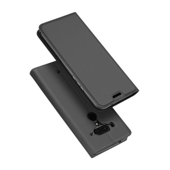 Dux Ducis Skin Pro series priekš HTC U12 Plus - Tumši Pelēks - sāniski atverams maciņš ar magnētu un stendu (ādas maks, grāmatiņa, leather book wallet case cover stand)