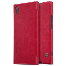 NILLKIN Qin Series Card Holder Leather Case priekš Sony Xperia XA1 Plus G3412 - Sarkans - sāniski atverams maciņš(ādas maks, grāmatiņa, leather book wallet case cover)
