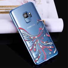 Kingxbar Swarovski Phoenix series priekš Samsung Galaxy S9 G960 - Zils - plastikāta aizmugures apvalks ar kristāliem (bampers, vāciņš, slim TPU case cover, bumper)