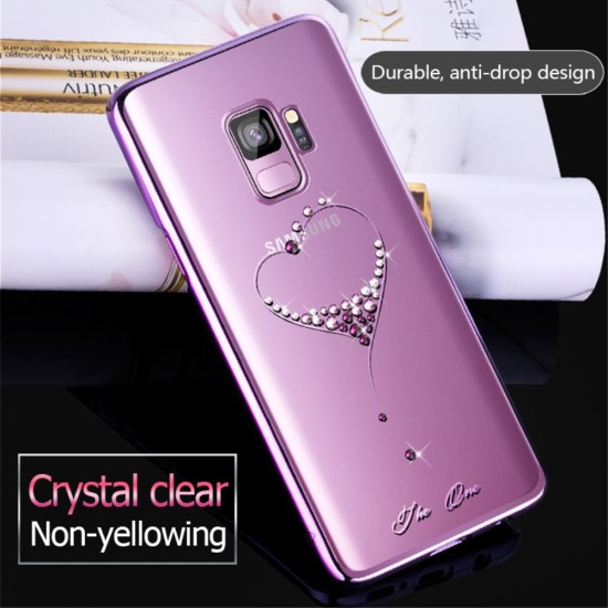 KINGXBAR Swarovski Plated Hard Case priekš Samsung Galaxy S9 G960 - Violets / Loving Heart - plastikāta apvalks (bampers, vāciņš, lim TPU case cover, bumper)