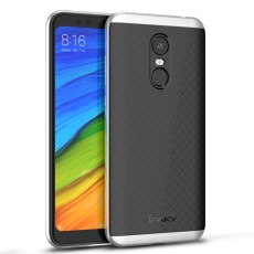 IPAKY 2-Piece PC Frame and TPU Phone Case priekš Xiaomi Redmi 5 Plus - Sudrabains - silikona ar plastikas rāmi aizmugures apvalks (bampers, vāciņš, TPU silicone cover, bumper shell)