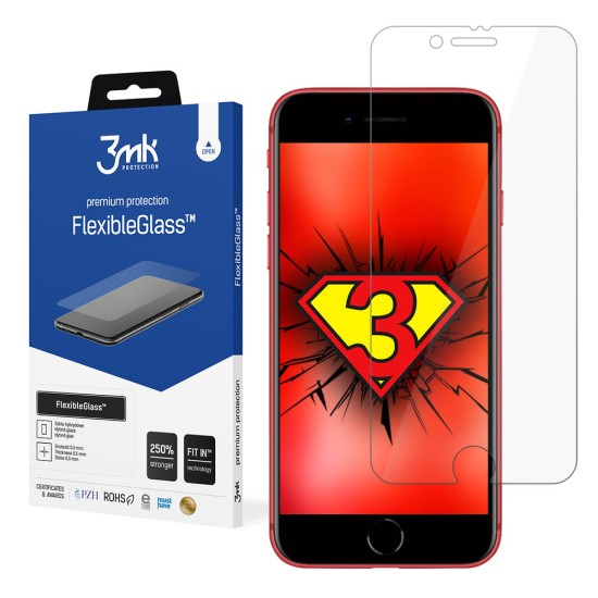 3MK FlexibleGlass Hybrid Tempered Glass / Film protector priekš Apple iPhone 7 / 8 / SE2 (2020) / SE3 (2022) - hibrīds ekrāna aizsargstikls / aizsargplēve