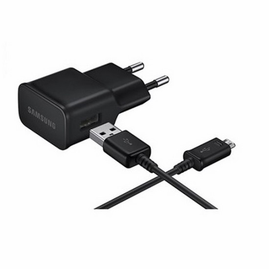 Samsung EP-TA20EB Fast charger 2A USB Tīkla lādētājs ar micro USB vadu ECB-DU5ABE (bez iepakojuma) - Melns - Oriģināls - USB tīkla lādētājs