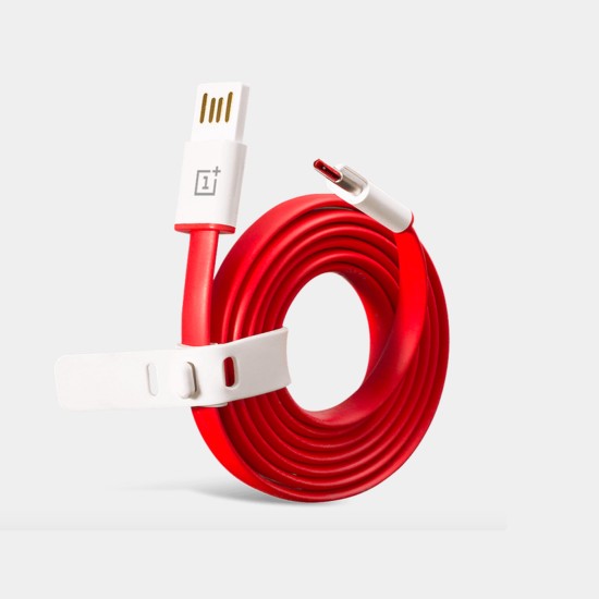 OnePlus 1M Dash Flat USB to Type-C cable (bez iepakojuma) - Sarkans - USB-C lādēšanas un datu kabelis / vads