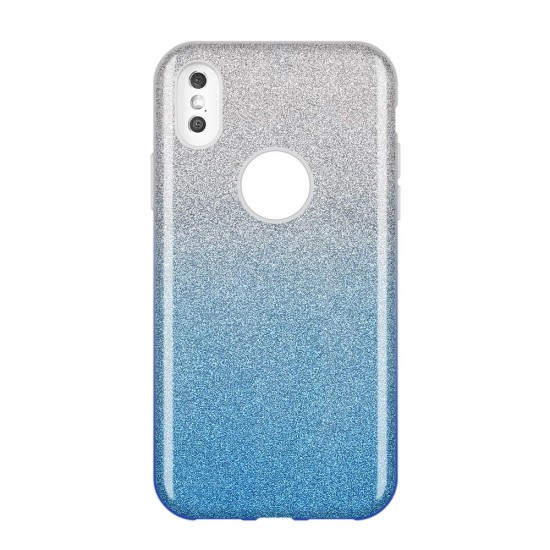 Forcell Shining Case priekš Apple iPhone XS Max - Caurspīdīgs / Zils - silikona aizmugures apvalks (bampers, vāciņš, ultra slim TPU silicone case cover, bumper)