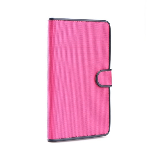 Fancy Universal Book Case Stand Cover priekš 7-8 inch Tablet PC - Rozā - Universāls sāniski atverams maks planšetdatoriem ar stendu (ādas grāmatiņa, leather book wallet case cover stand)
