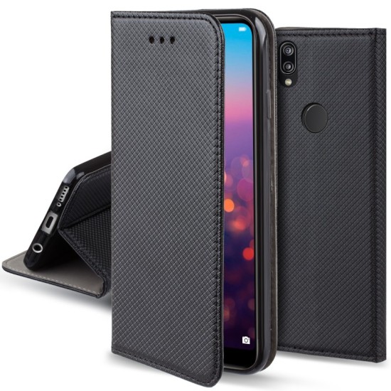 Smart Magnet Book Case priekš Apple iPhone XR - Melns - sāniski atverams maciņš ar stendu (ādas maks, grāmatiņa, leather book wallet case cover stand)