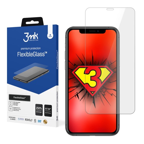 3MK FlexibleGlass Hybrid Tempered Glass / Film protector priekš Apple iPhone 11 Pro Max / XS Max - hibrīds ekrāna aizsargstikls / aizsargplēve